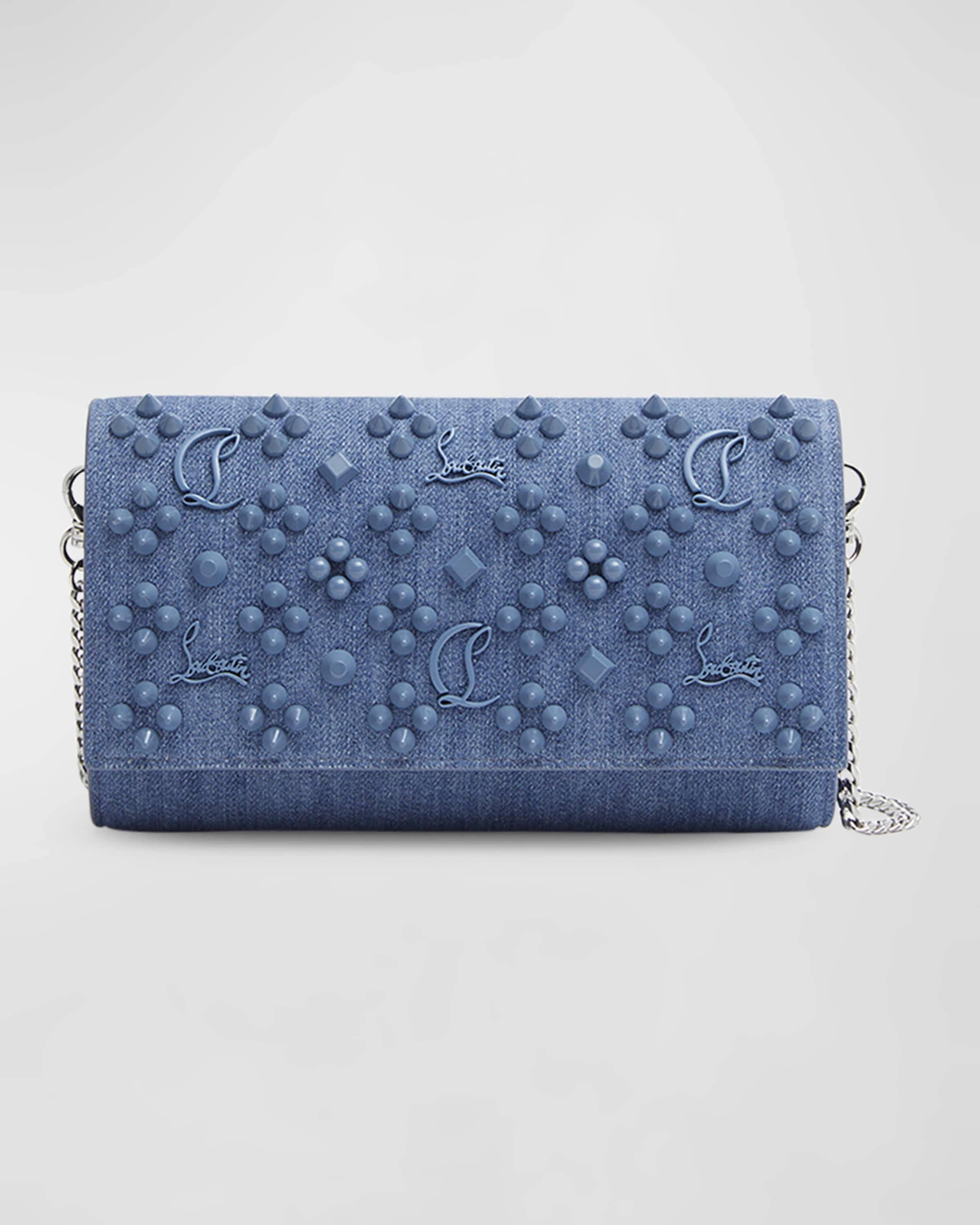 Paloma Loubinthesky Spikes Denim Wallet on Chain - 1