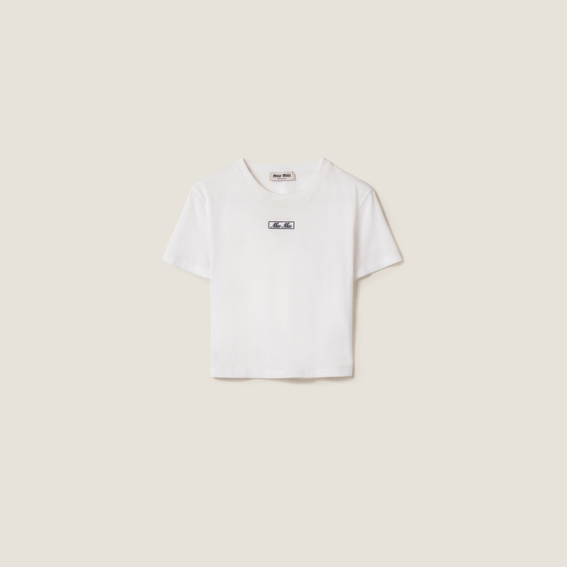Embroidered cotton jersey T-shirt 1