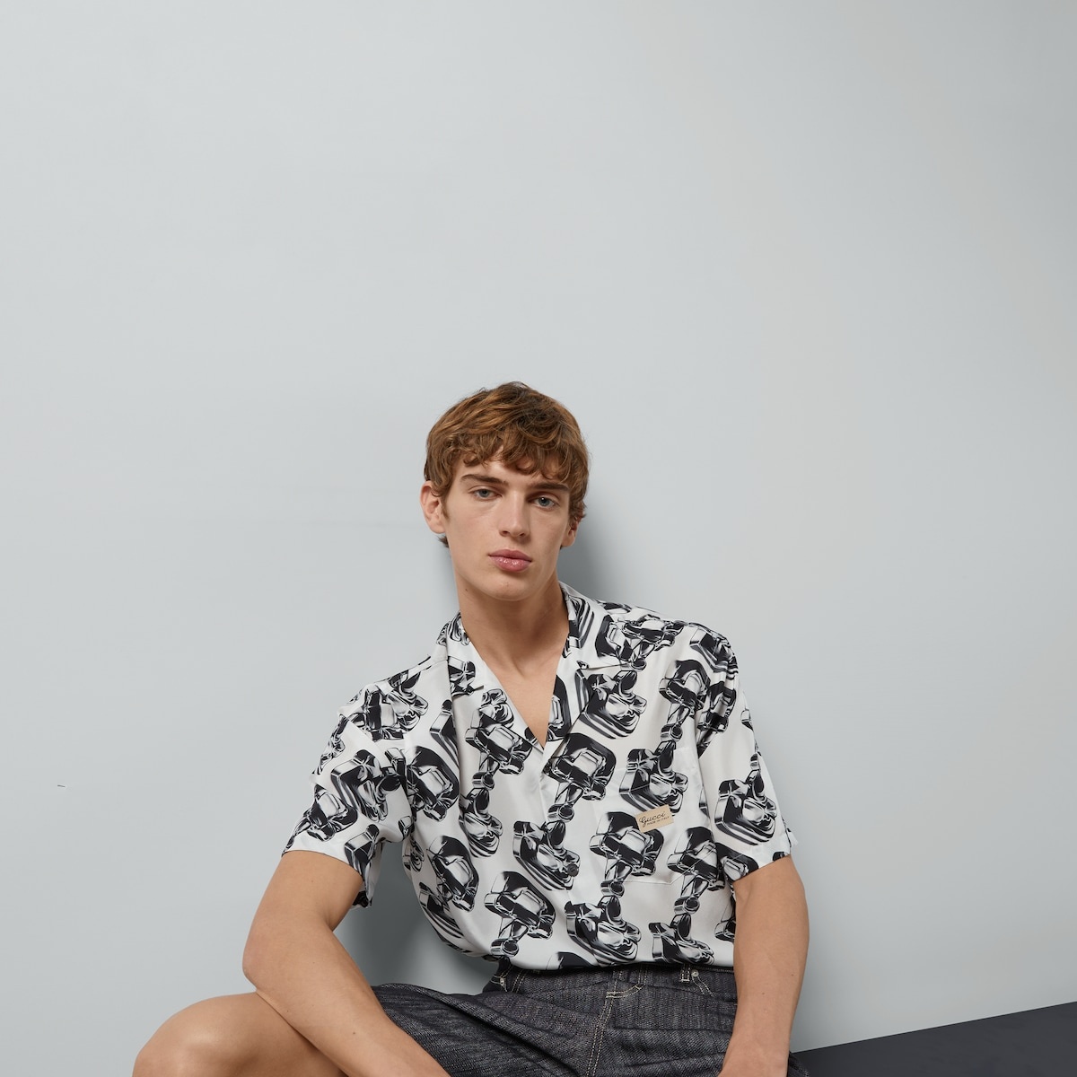 3D glass Horsebit print silk shirt - 5