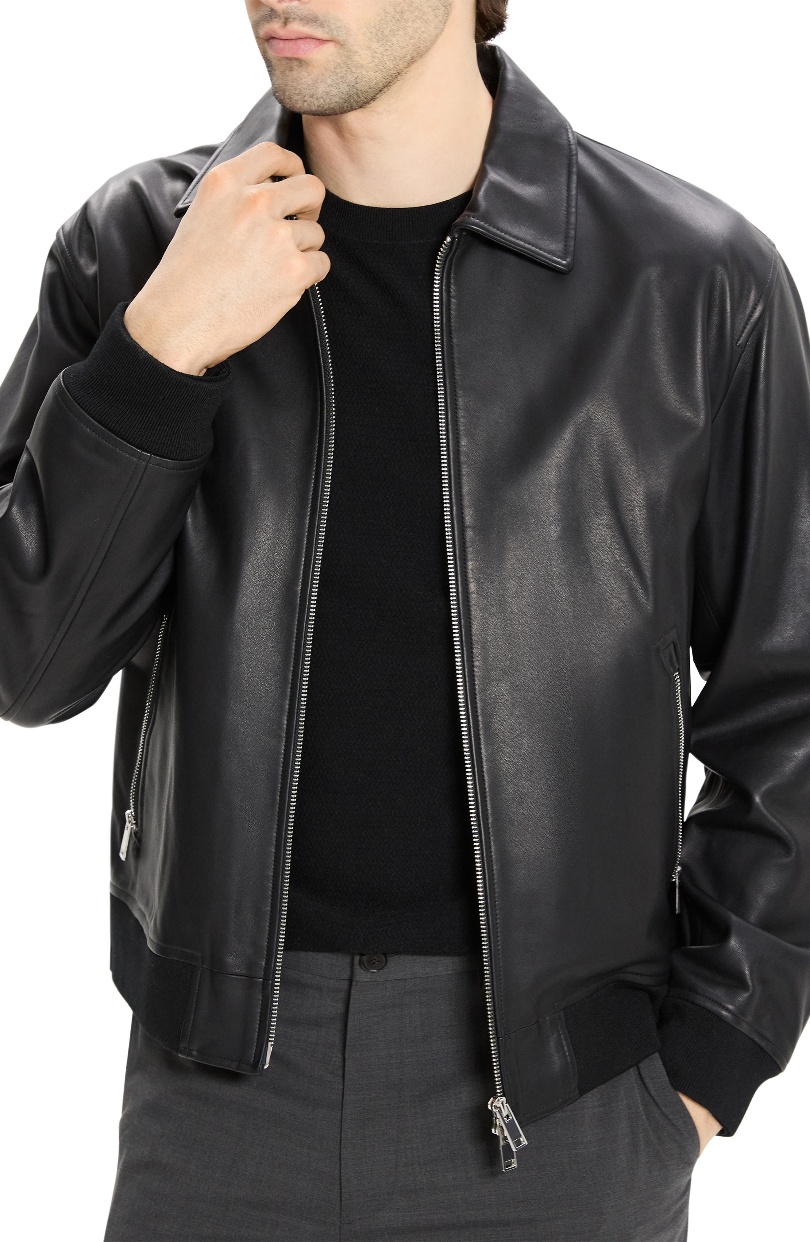 Theory Wyatt Leather Jacket in Black at Nordstrom - 5