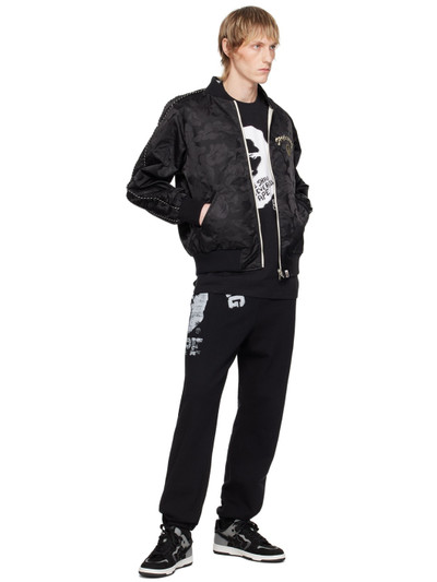 A BATHING APE® Black & Off-White Reversible Bomber Jacket outlook