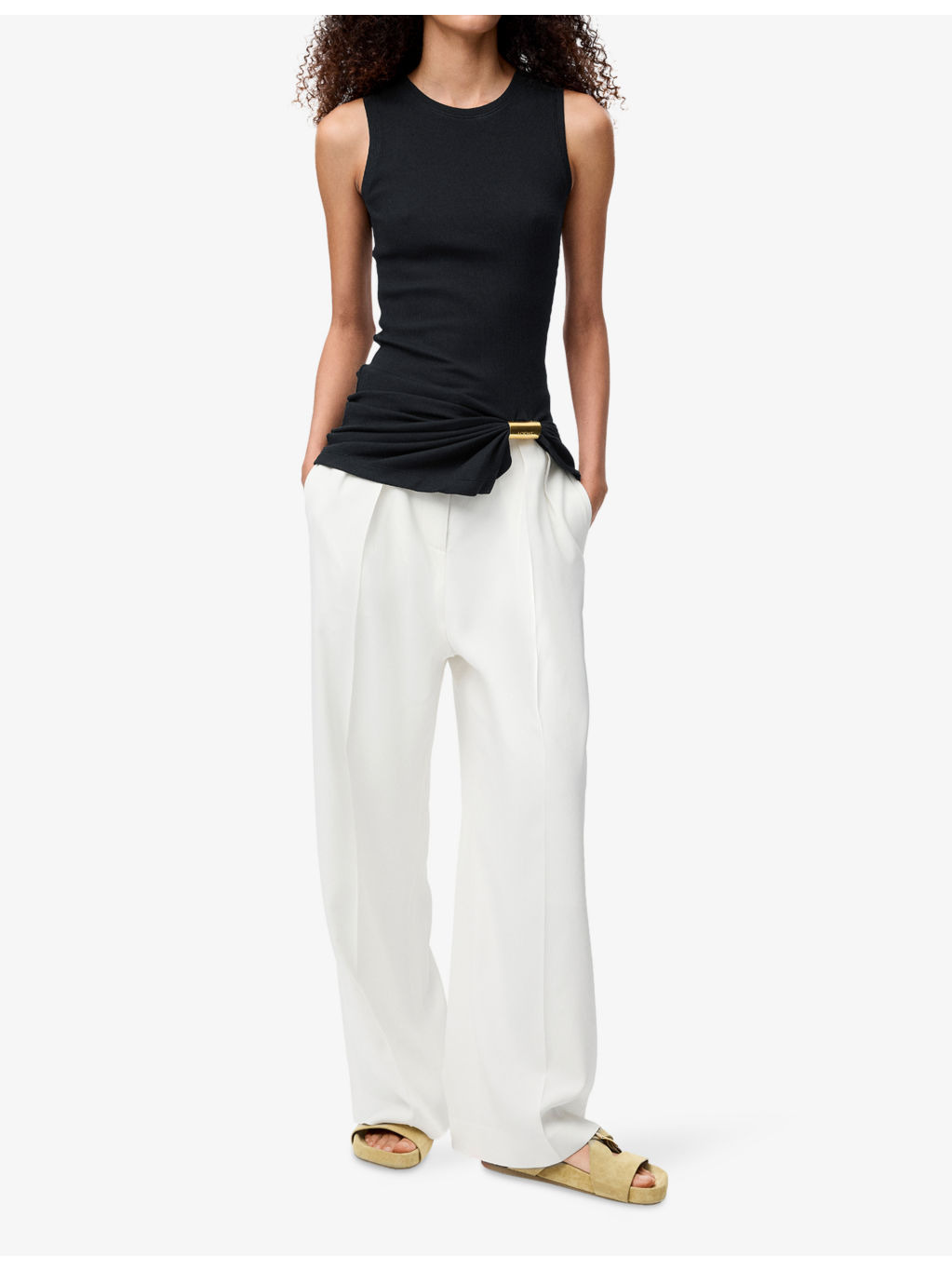 Ruched Stretch-Cotton Tank Top - 2