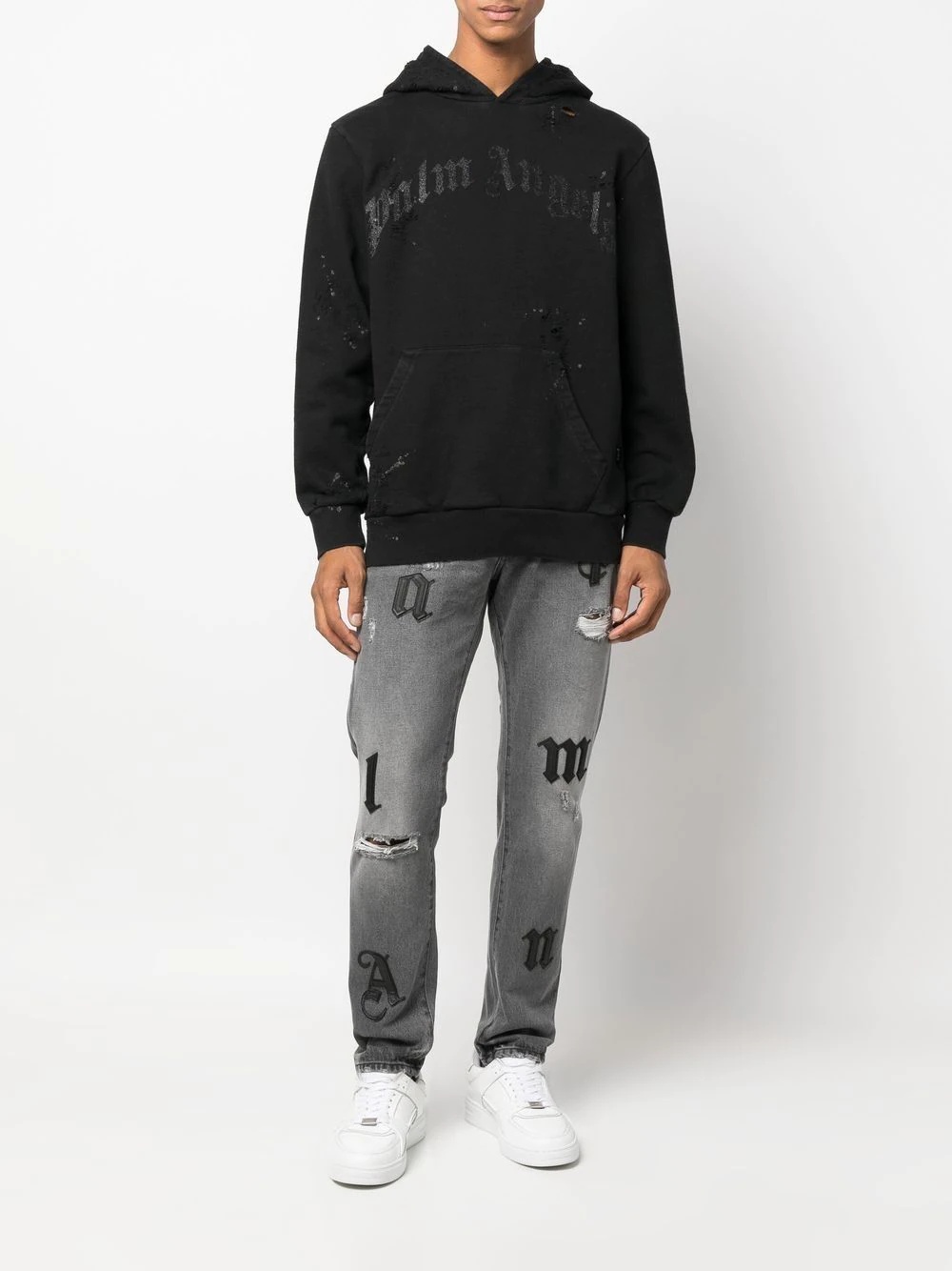 distressed straight-leg jeans - 2