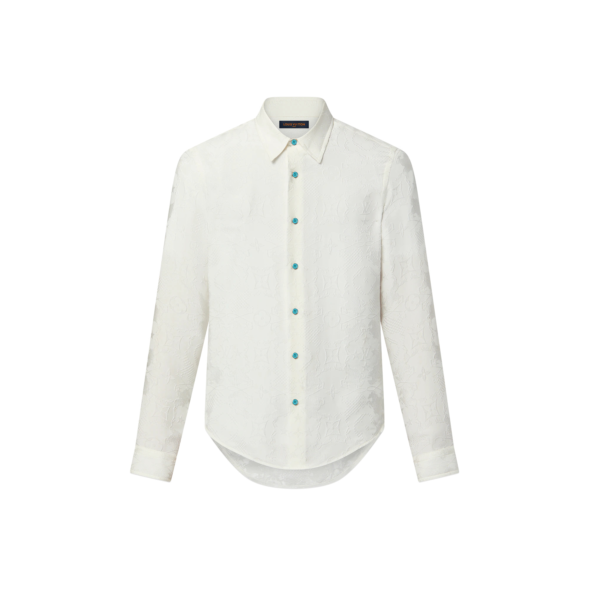 Long-Sleeved Jacquard Silk Shirt - 1