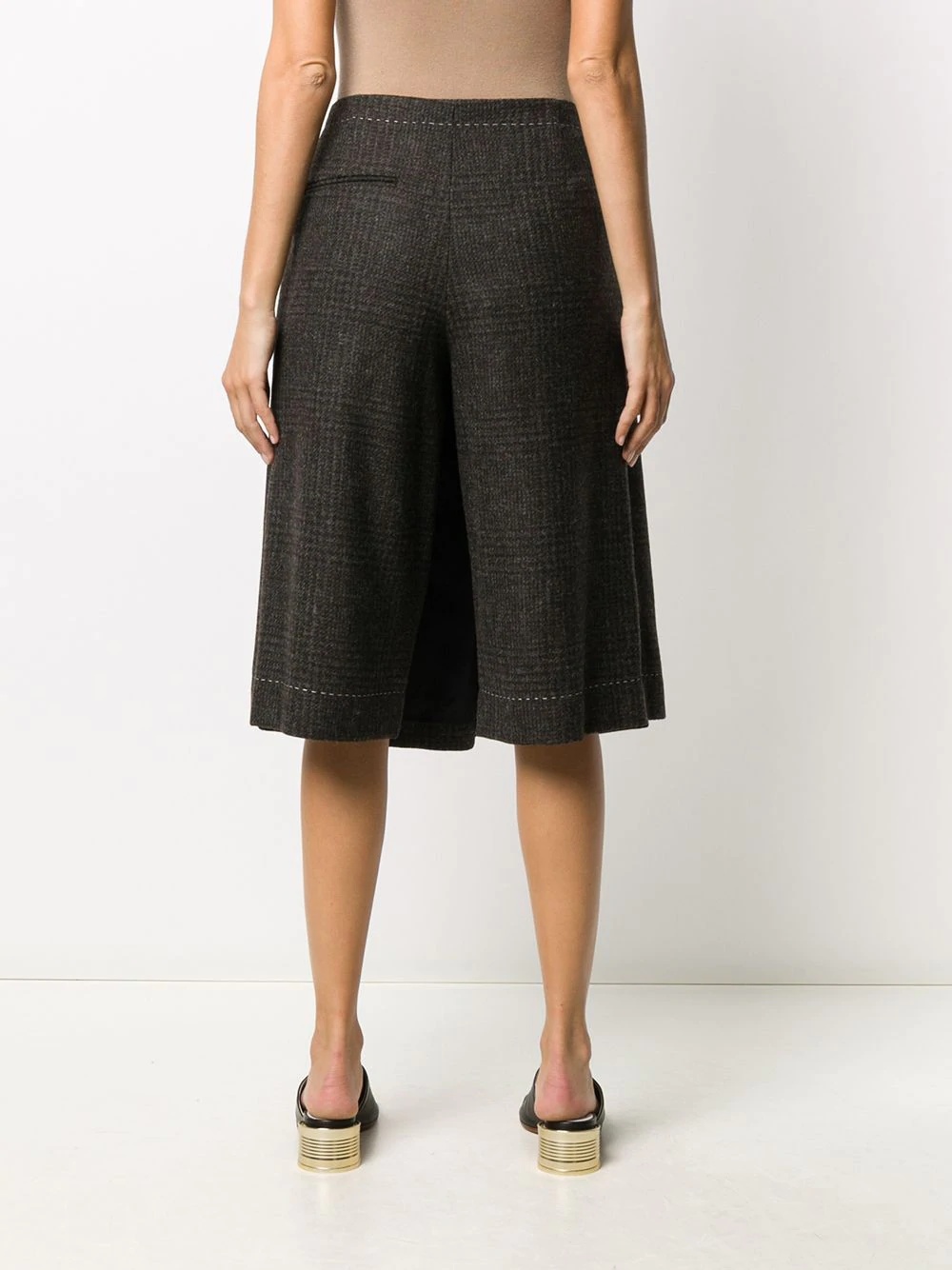 check-print pleated skirt - 4