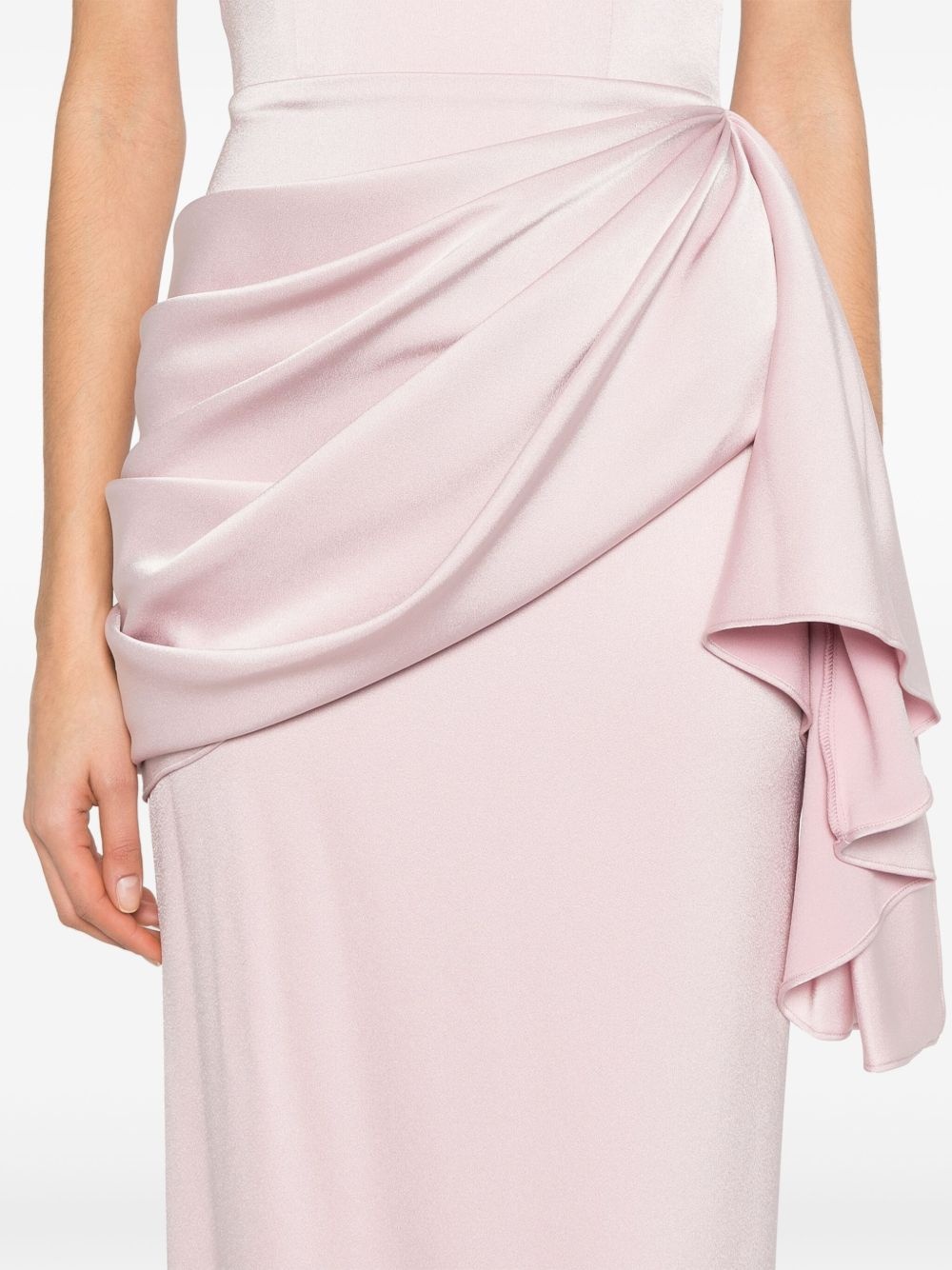 strapless satin maxi dress - 5