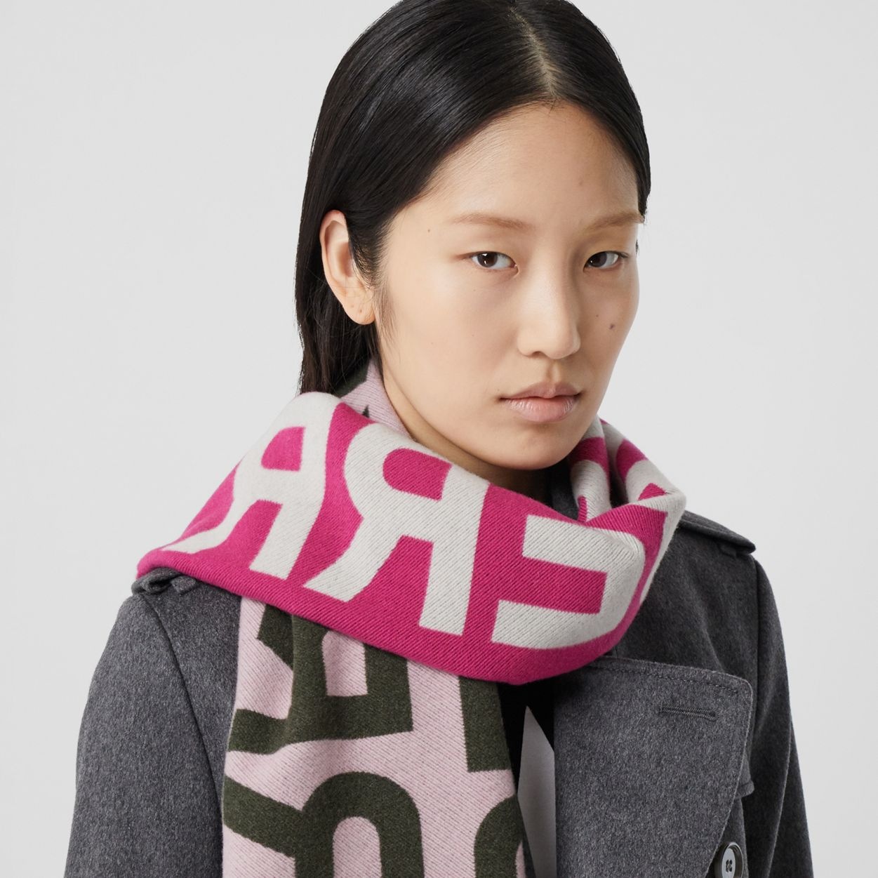 Logo Regenerated Cashmere Wool Silk Jacquard Scarf - 3