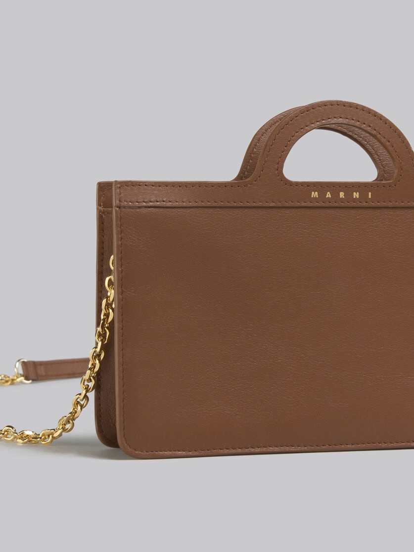 BROWN LEATHER TROPICALIA LONG WALLET WITH CHAIN STRAP - 5