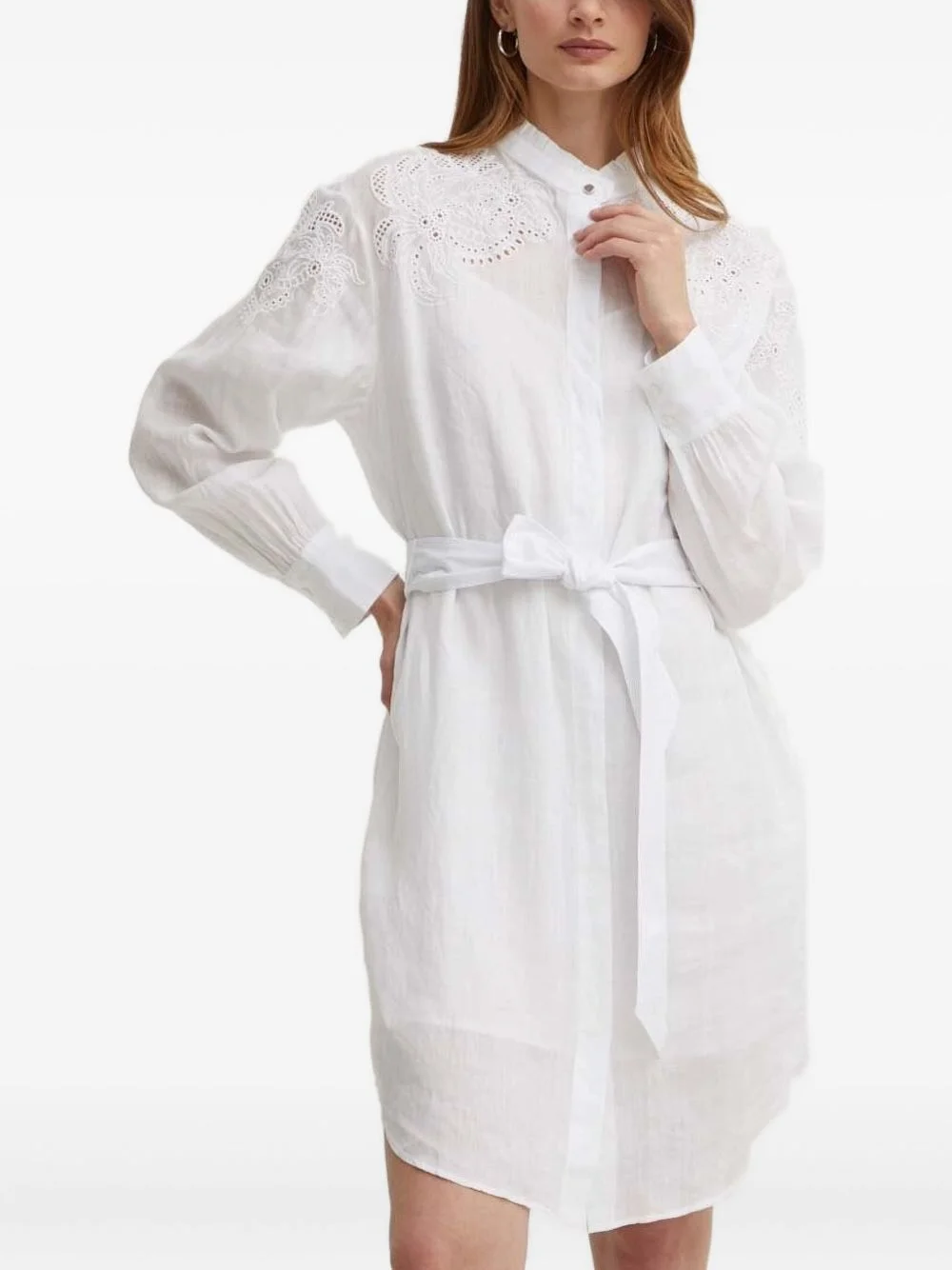 eyelet ruffled midi dress - 1