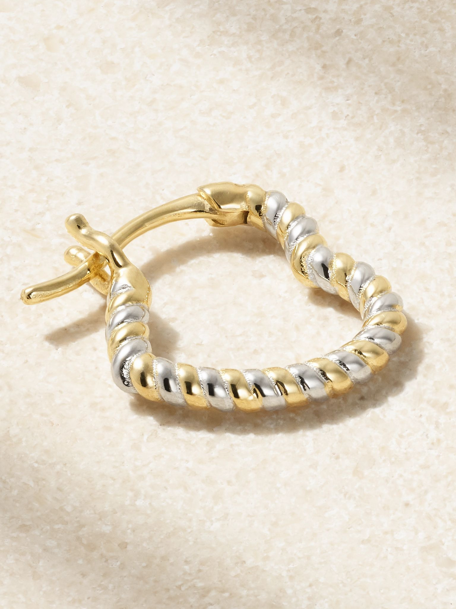 Mini Créole Coeur 9-karat yellow and white gold single hoop earring Gold - 3