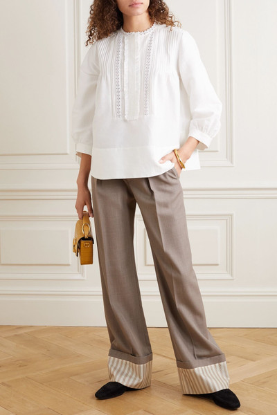 Chloé Lace-trimmed linen and cotton-blend blouse outlook