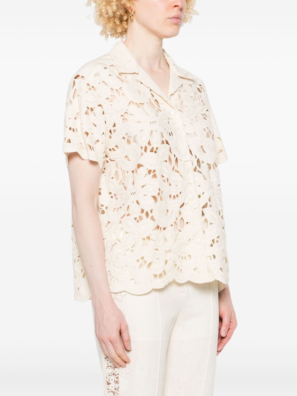 floral macramé shirt - 3
