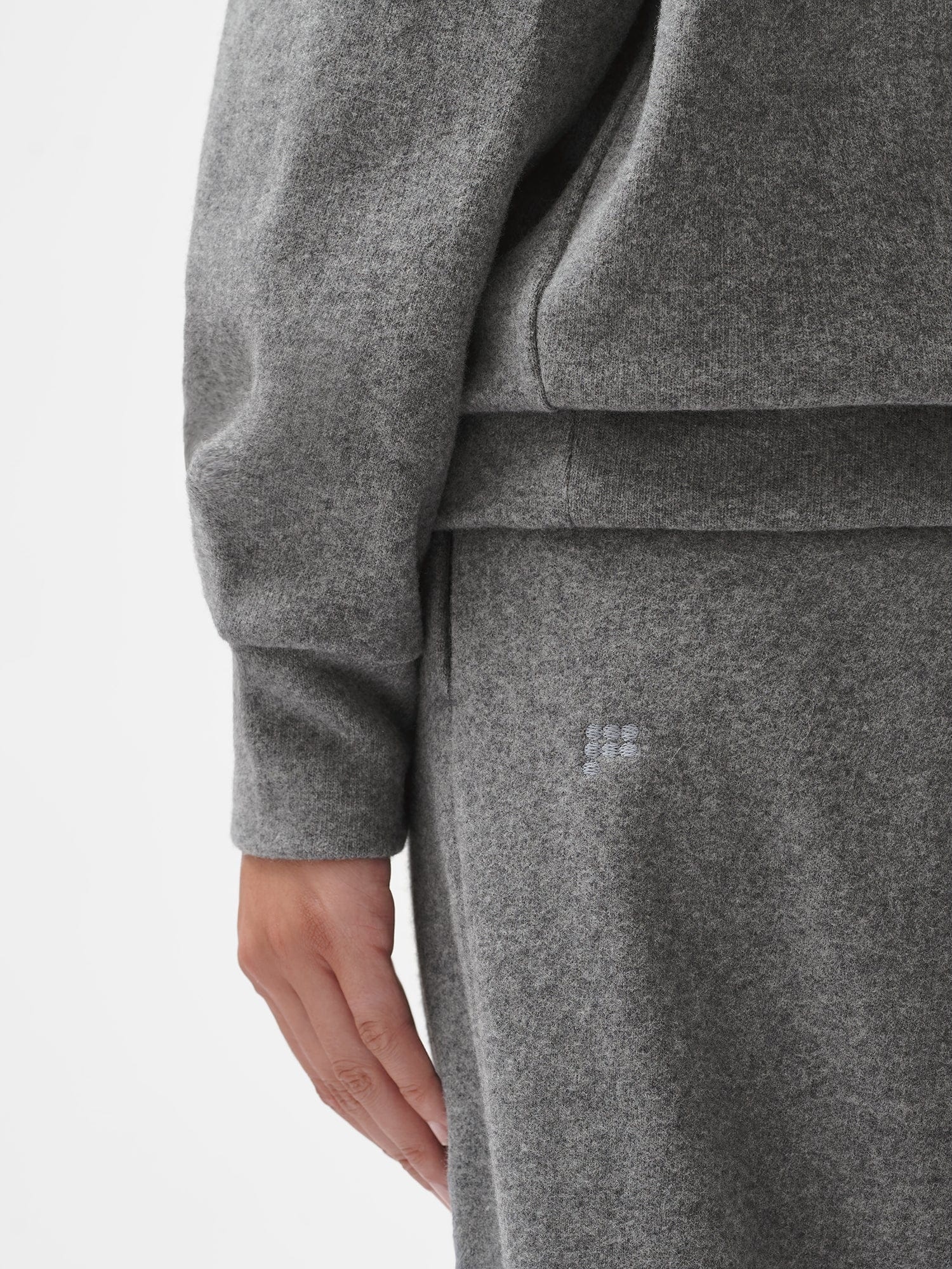 Womens Recycled Wool Jersey Wide-Leg Track Pants - Volcanic Grey - 4