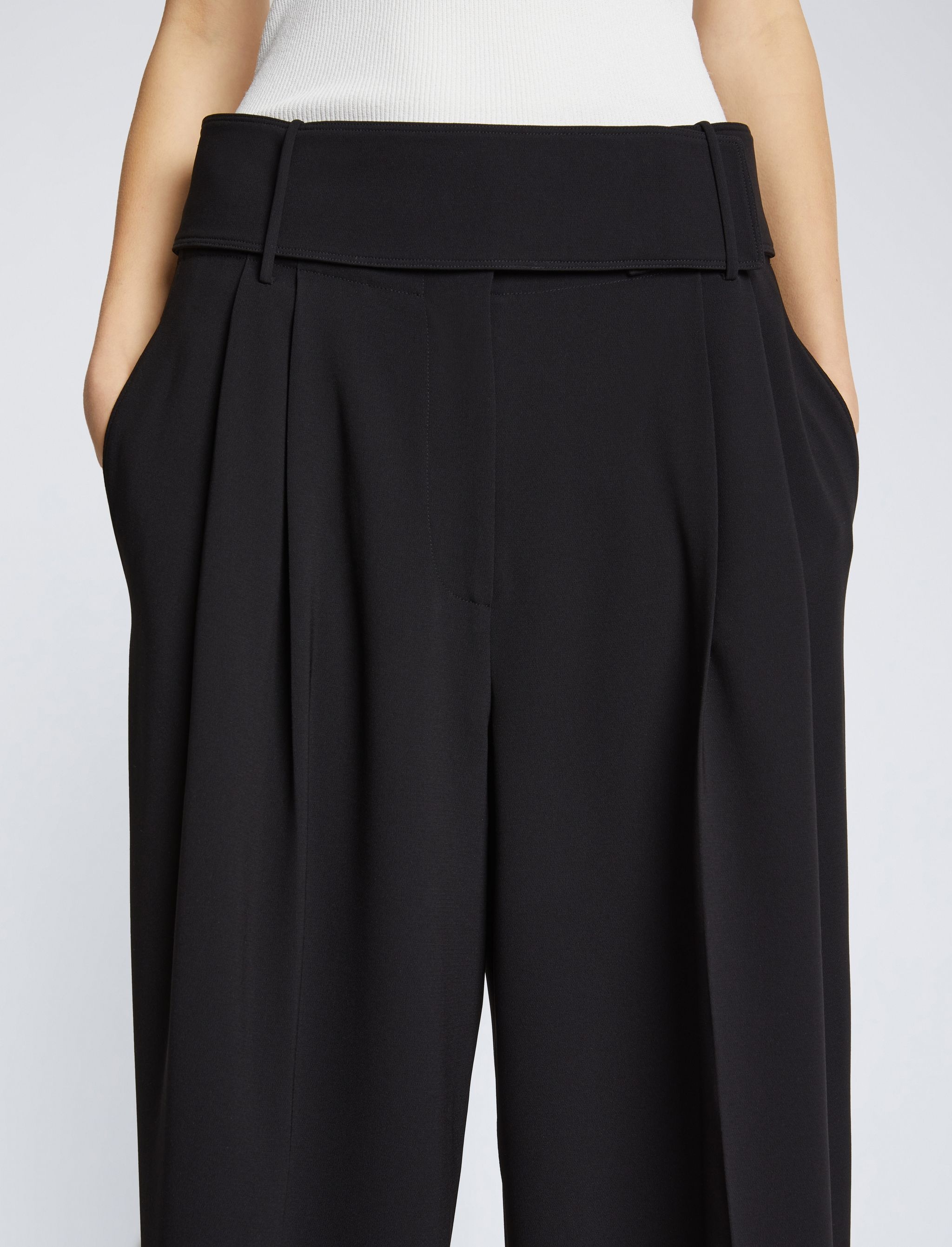 Matte Viscose Crepe Pants - 5