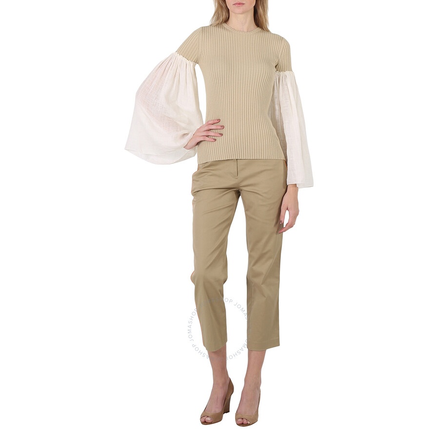 Chloe Ladies Iconic Milk Ribbed Wool Sweater - 6
