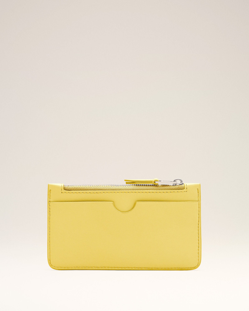 AMI Paris YELLOW COWHIDE LEATHER AMI DE COEUR ZIPPED CARD HOLDER outlook