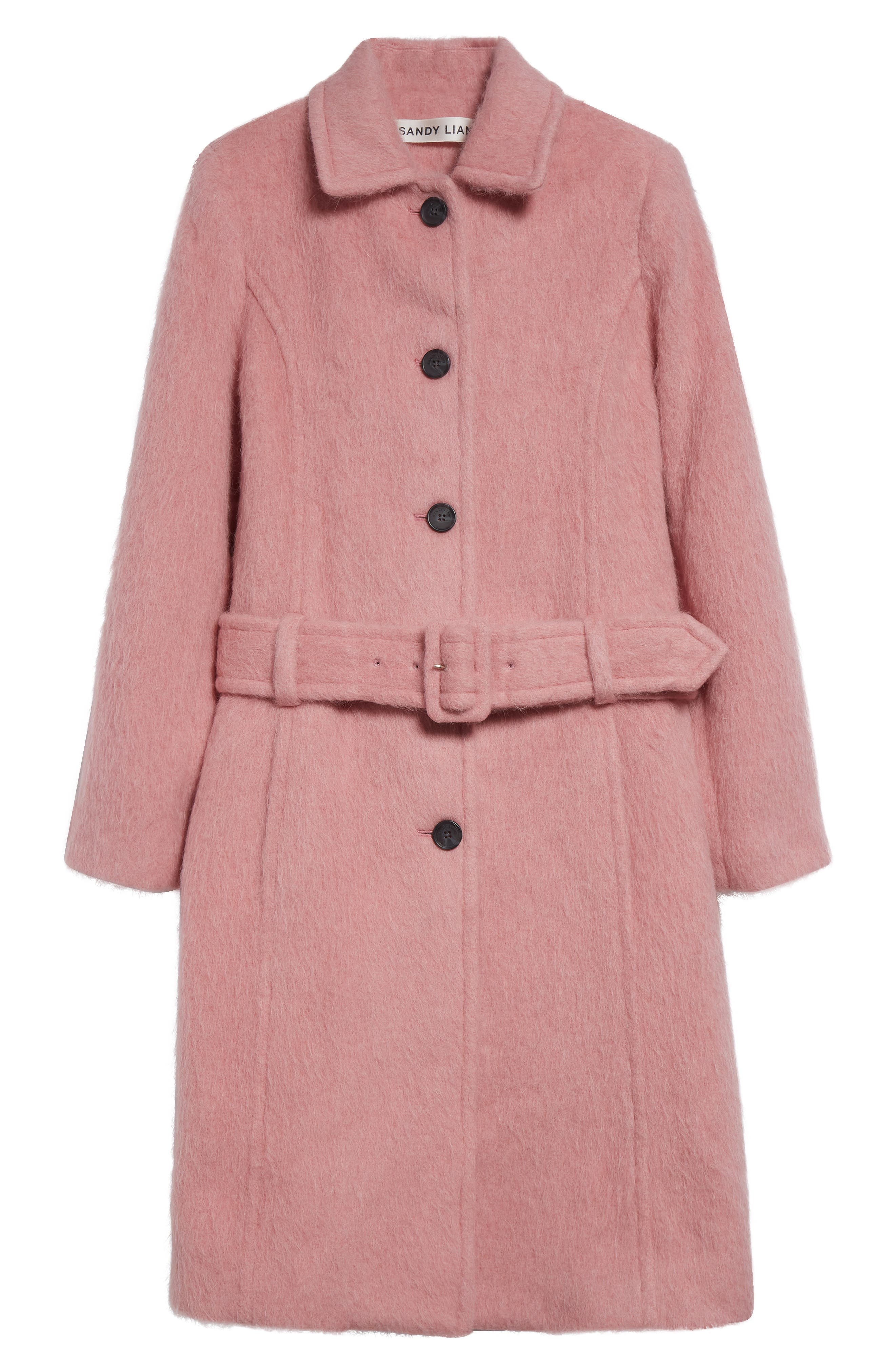 Sandy Liang Norwich Belted Alpaca & Wool Blend Coat in Pink at Nordstrom - 6