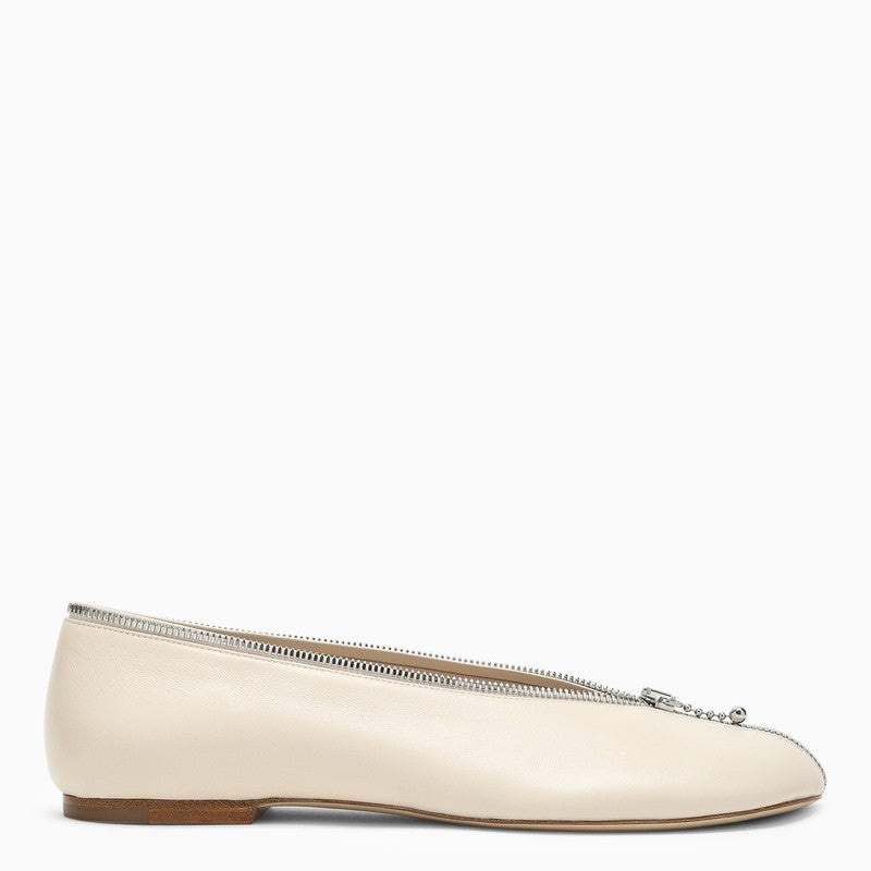 Burberry Sadler Ballerina With Light Beige Leather Zip Women - 1