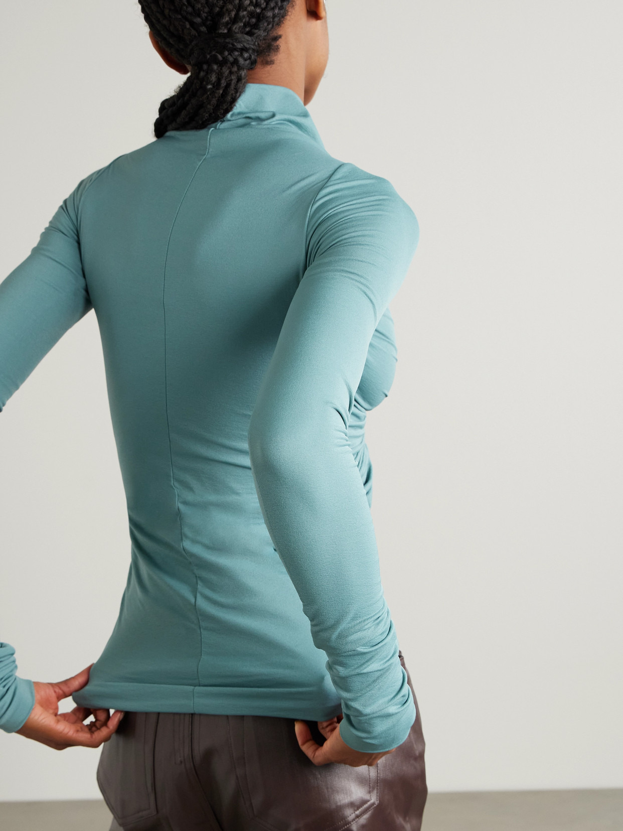 Cutout Ruched Stretch-jersey Top - 3
