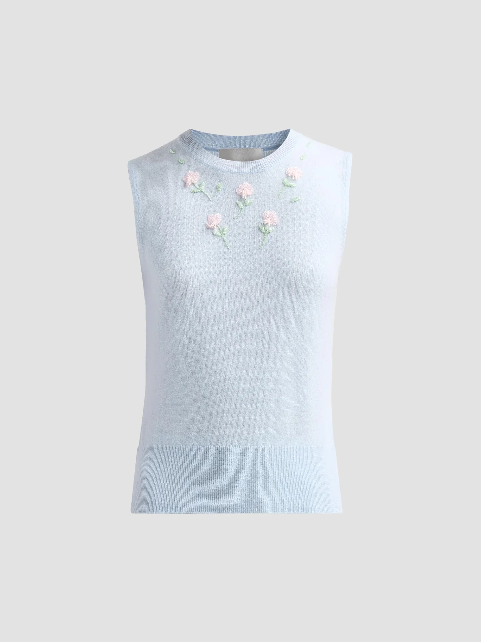 Women's Dahlia Floral Wool-Blend Tank - Blue - 1