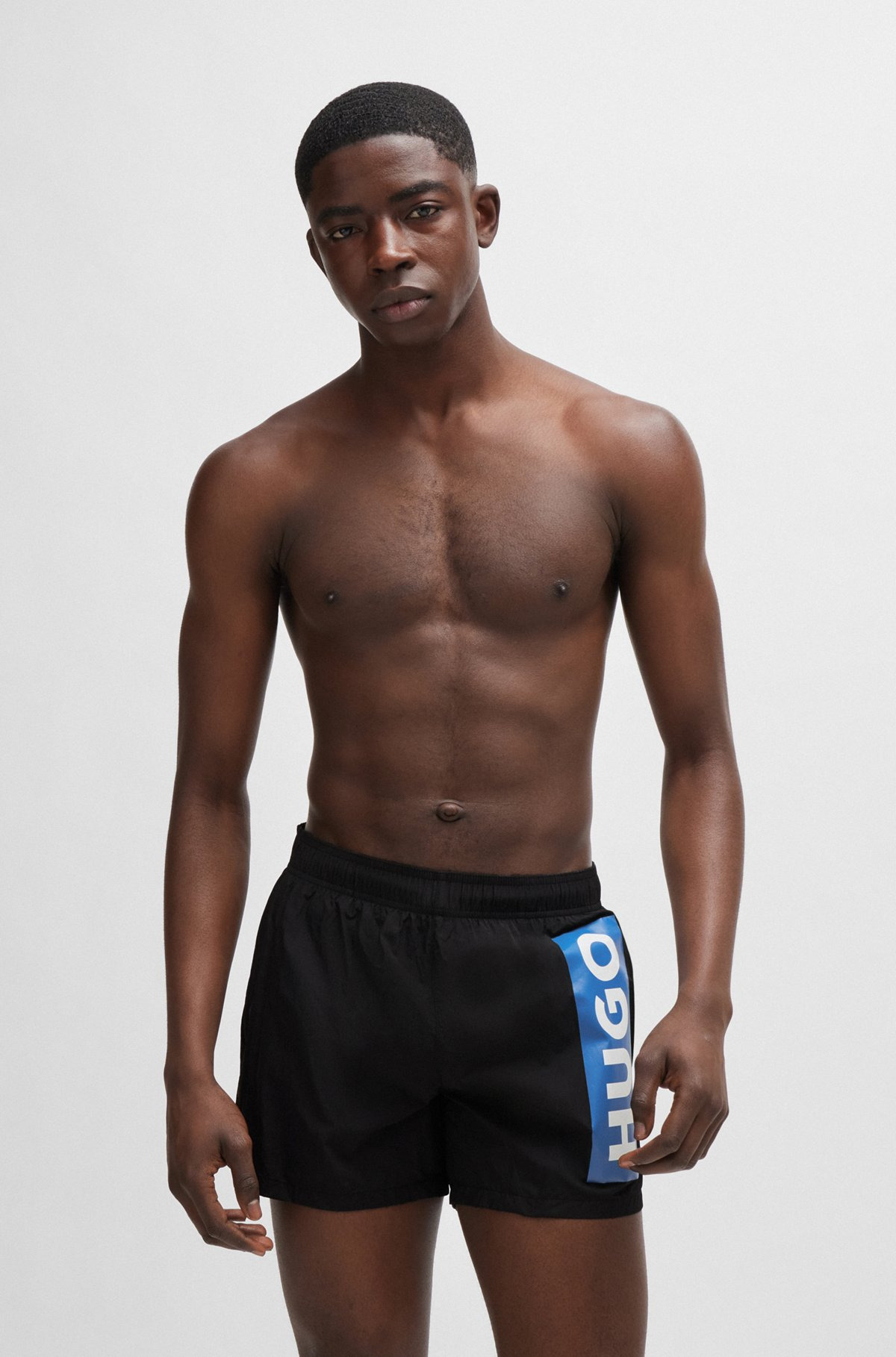 PARTIALLY LINED QUICK-DRY SWIM SHORTS WITH VERTICAL LOGO - 2