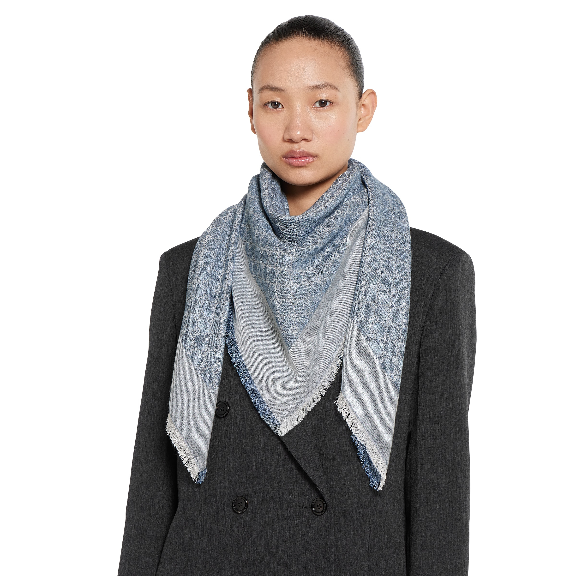 GG denim-effect shawl - 3