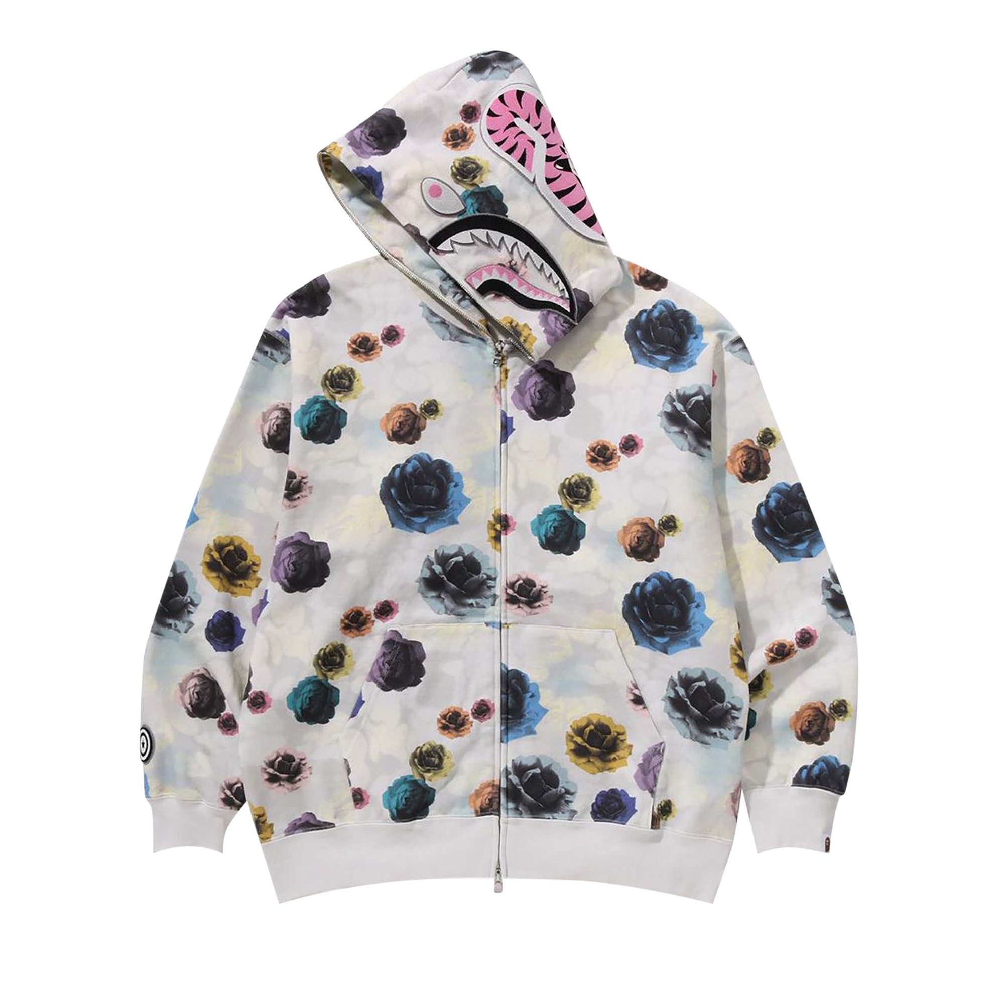 BAPE Floral Camo Shark Relaxed Fit Full Zip Hoodie 'Ivory' - 2