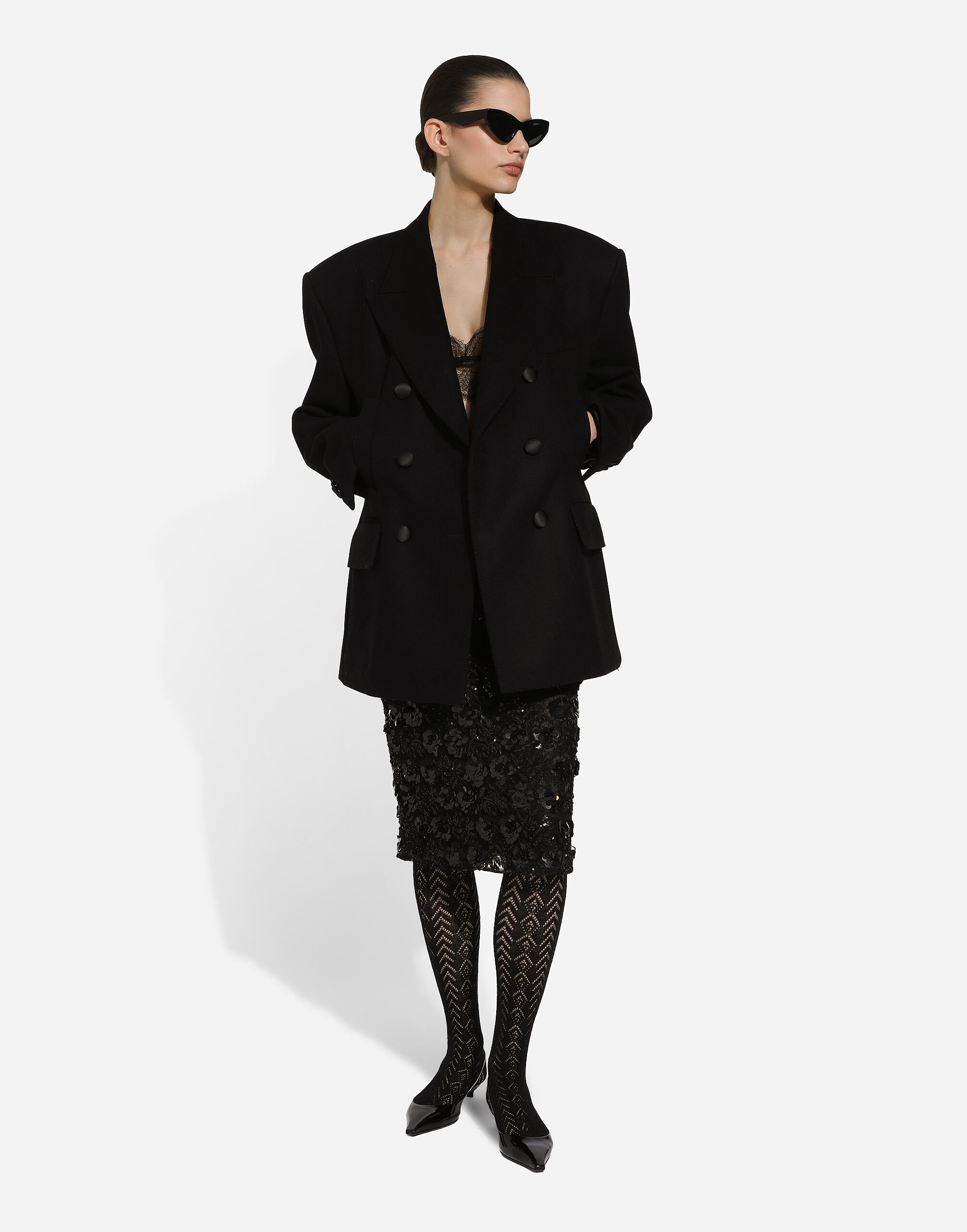 Lace calf-length skirt with all-over sequins - 2