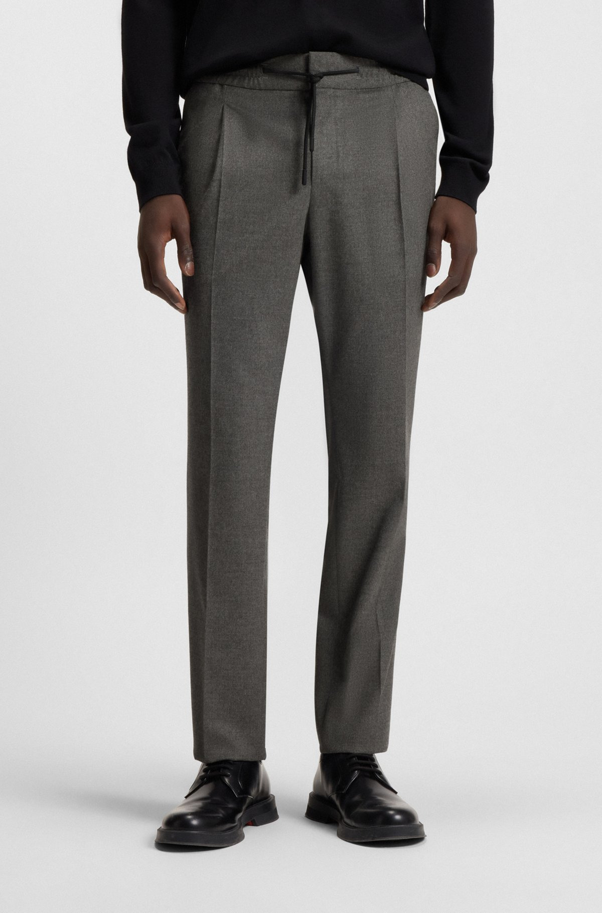 SLIM-FIT PANTS IN MELANGE STRETCH COTTON - 2