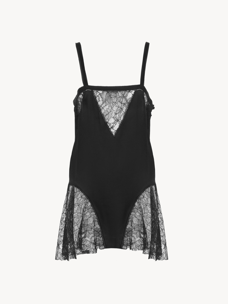 Chloé SLEEVELESS MINI DRESS IN SILK CHARMEUSE & LACE outlook