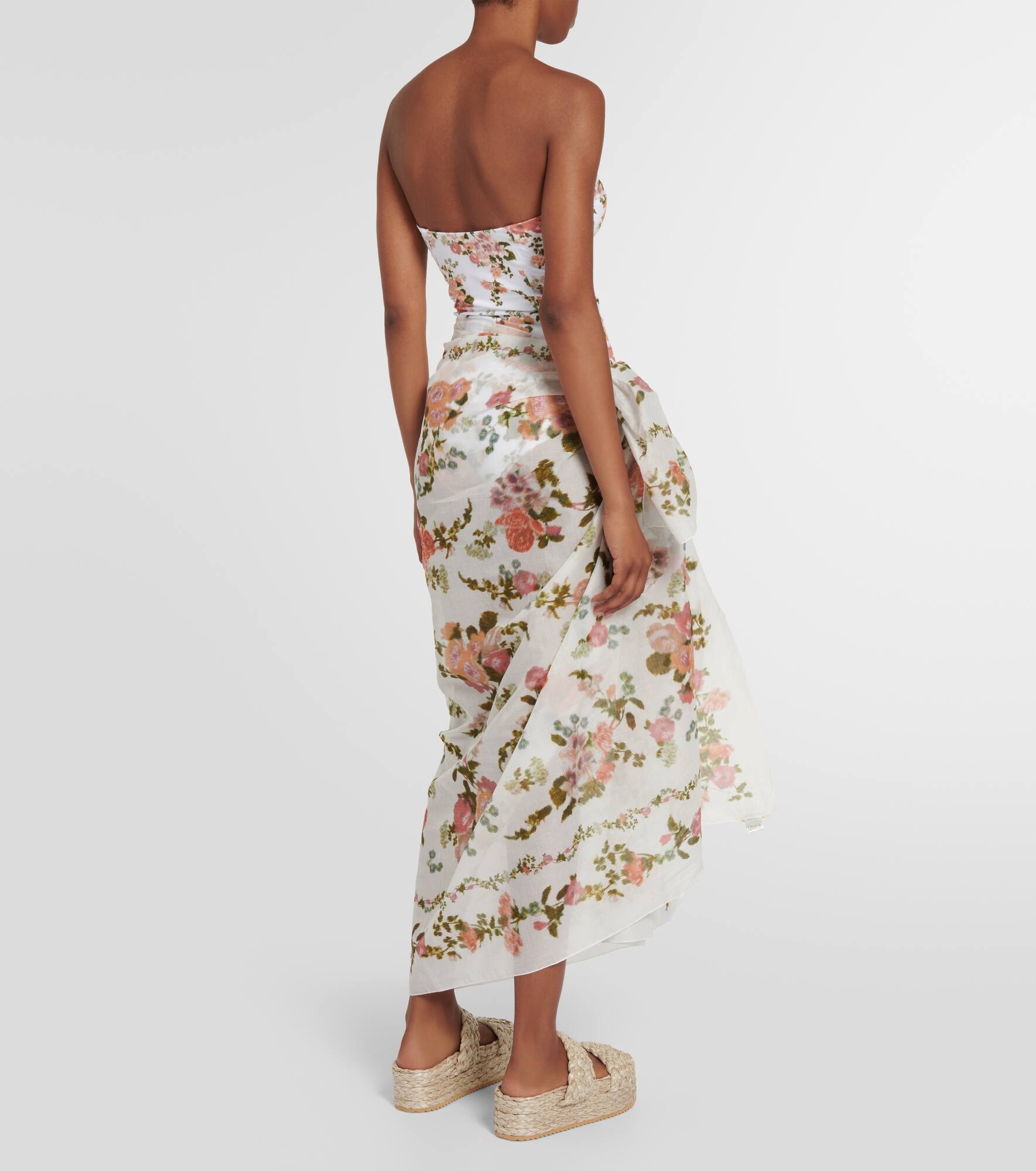 Floral cotton voile beach cover-up - 3