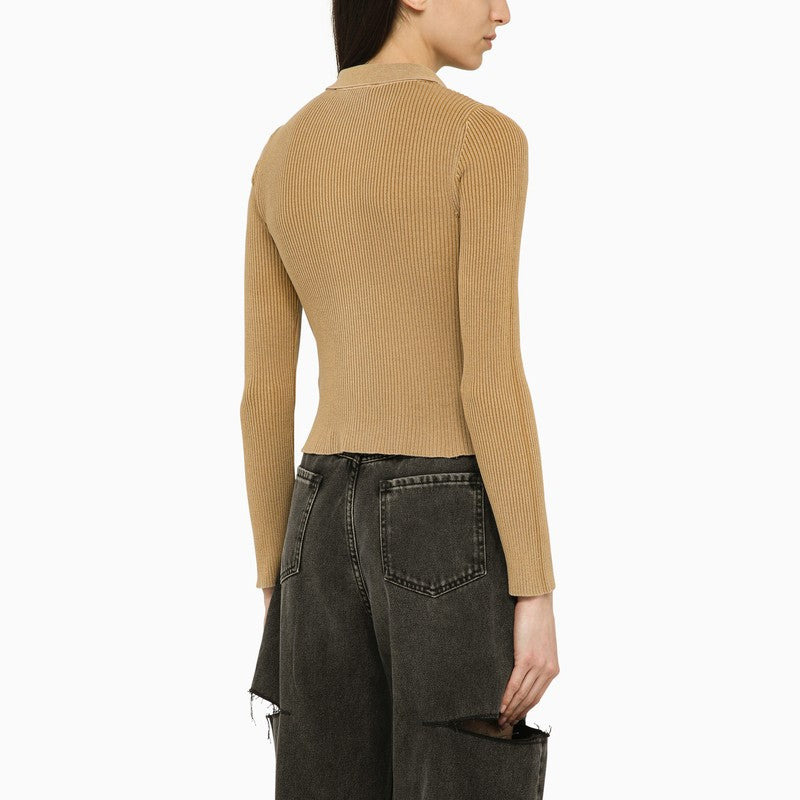 Our Legacy Sand-Coloured Ribbed Cotton Cardigan Women - 2