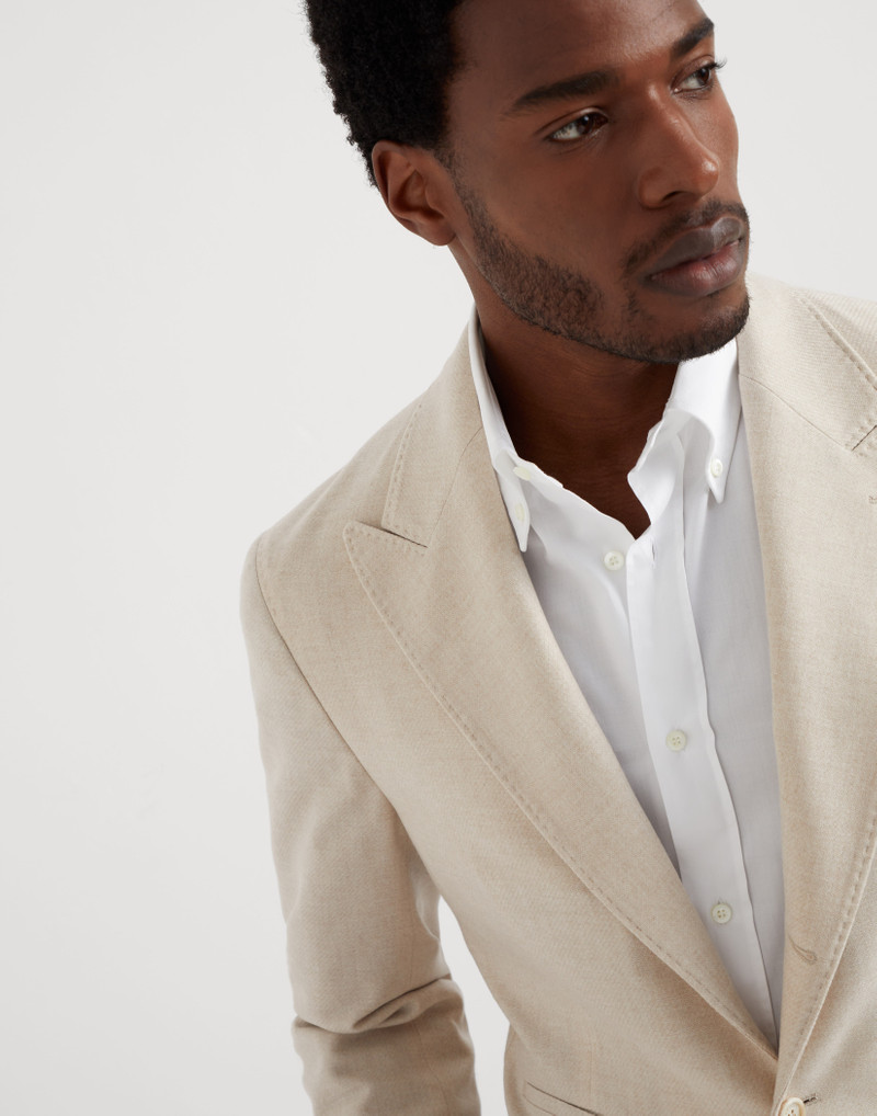 Wool, silk and cashmere diagonal deconstructed blazer with large peak lapels 3