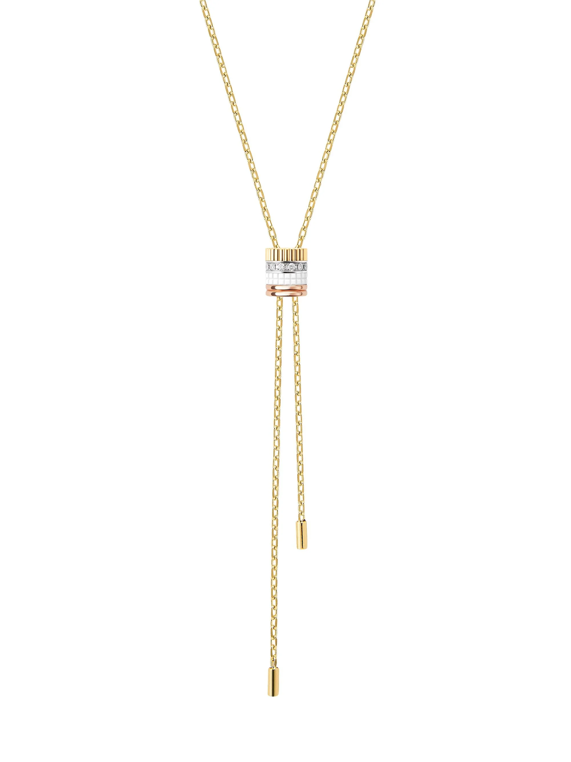 Women's Quatre White Edition Tri-Tone 18K Gold, 0.33 TCW Diamond & HyCeram Bolo Necklace - Yellow Go - 1