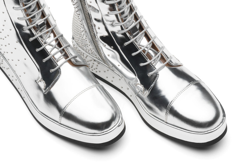 Alexandra k
Mirror Calf Leather Lace-up Boot Stud Silver 4