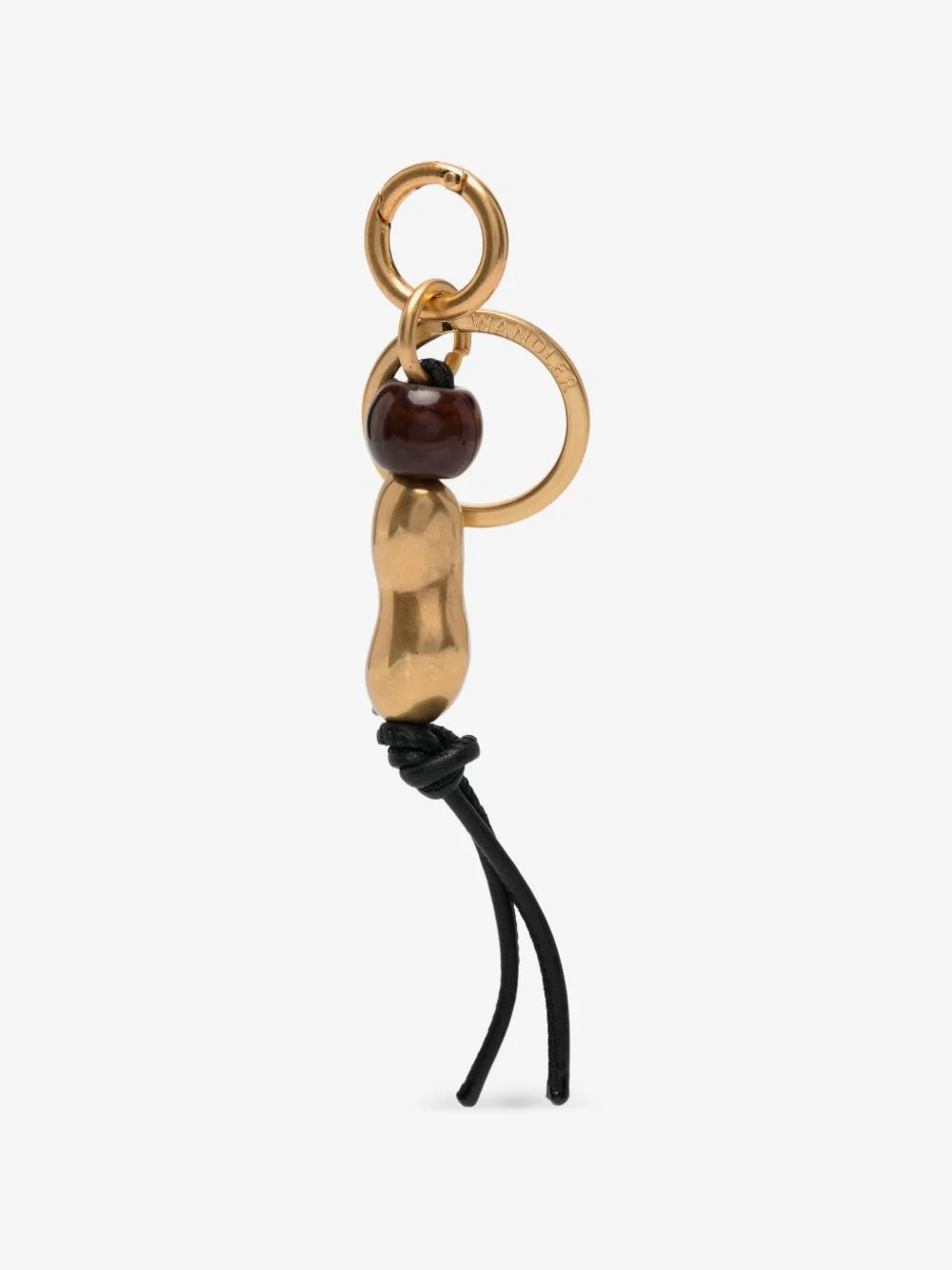 sculptural-charm leather-trim keyring - 1
