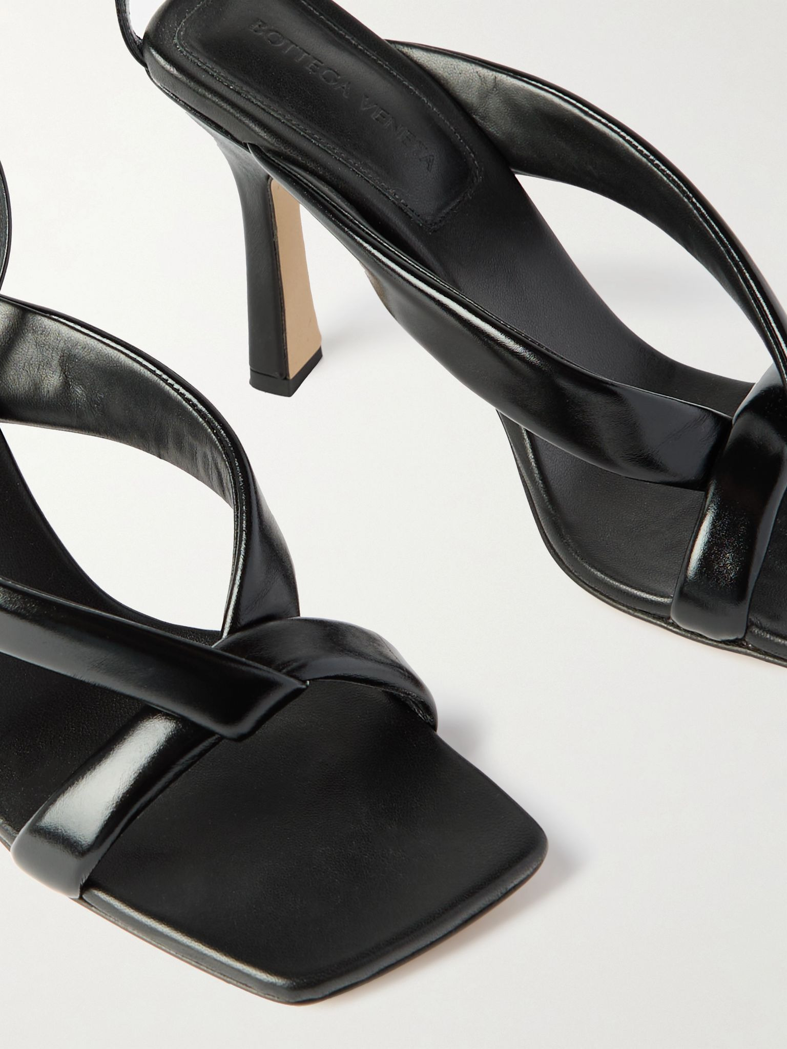 Riva padded glossed-leather sandals Black - 4