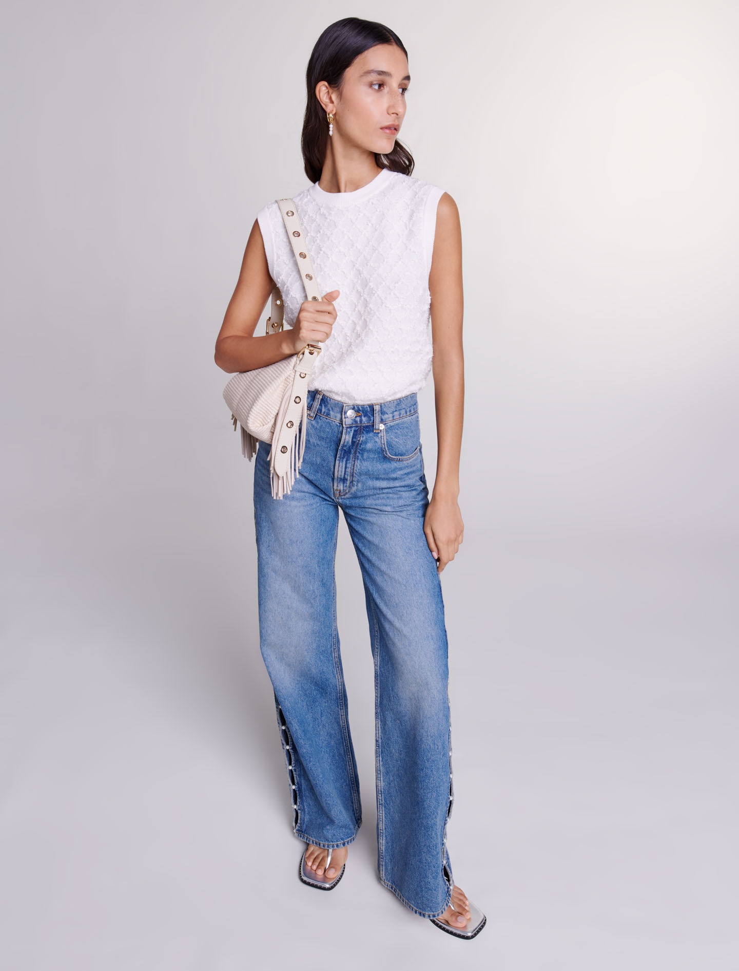 Beaded cutaway jeans - 6