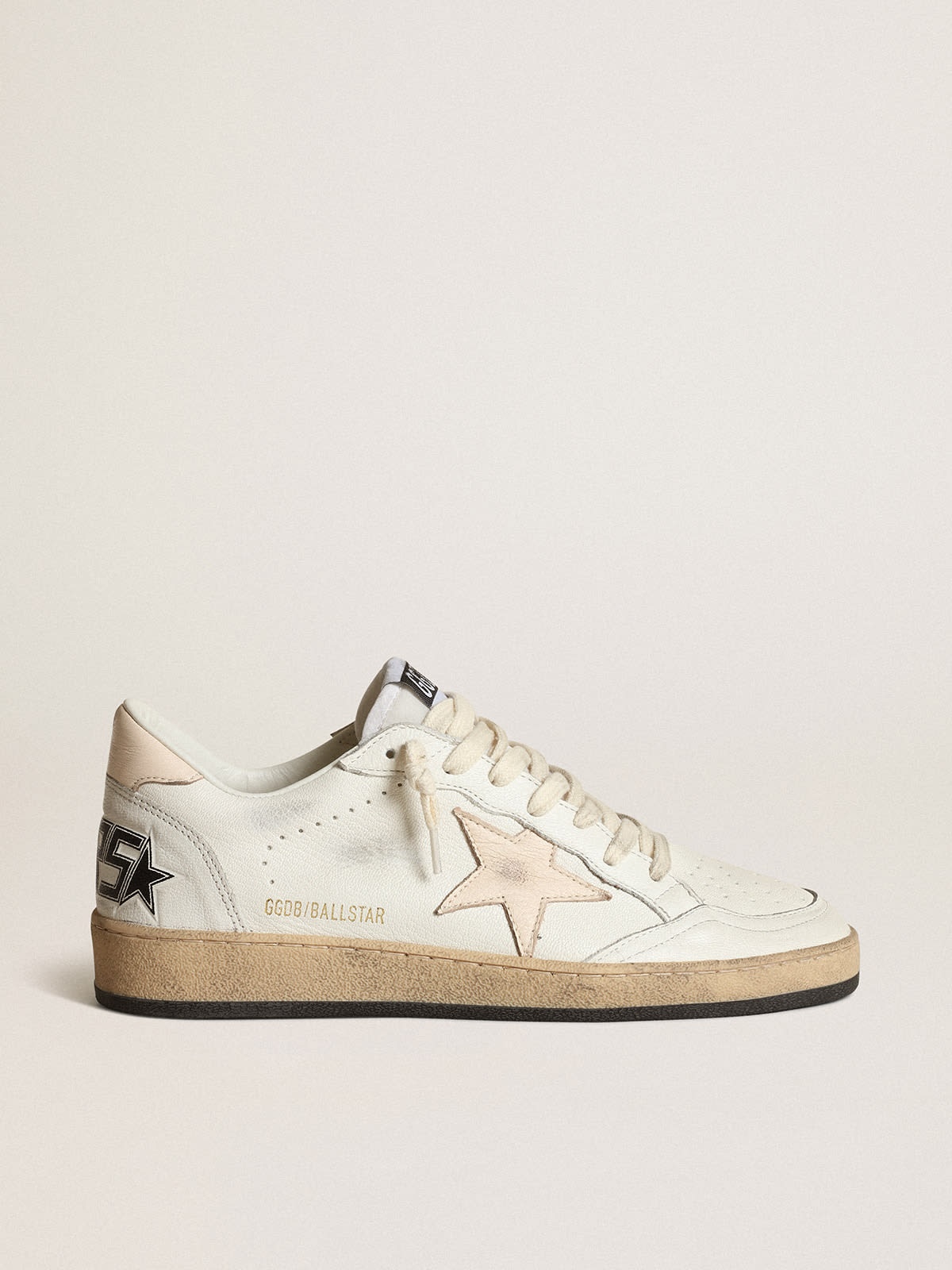 Ball Star LTD in white nappa with a salmon-pink nappa star - 1