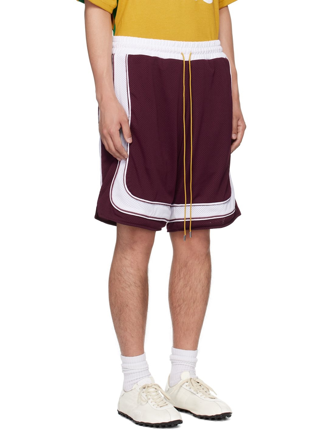 Burgundy & White Como Basketball Shorts - 2