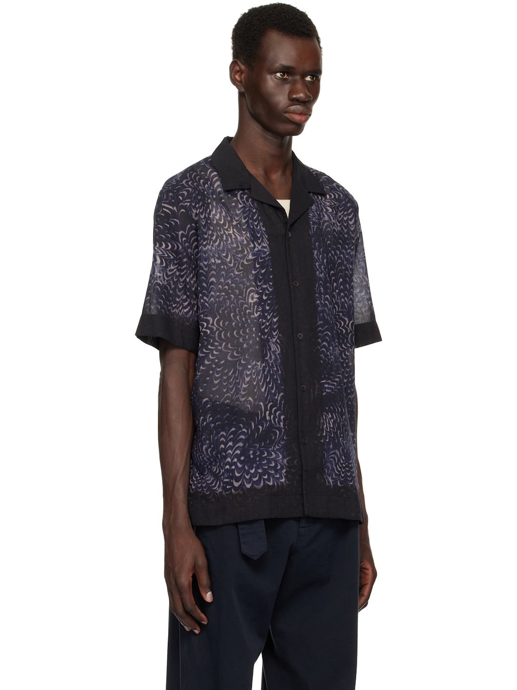 Navy Boxy Cotton Shirt - 2