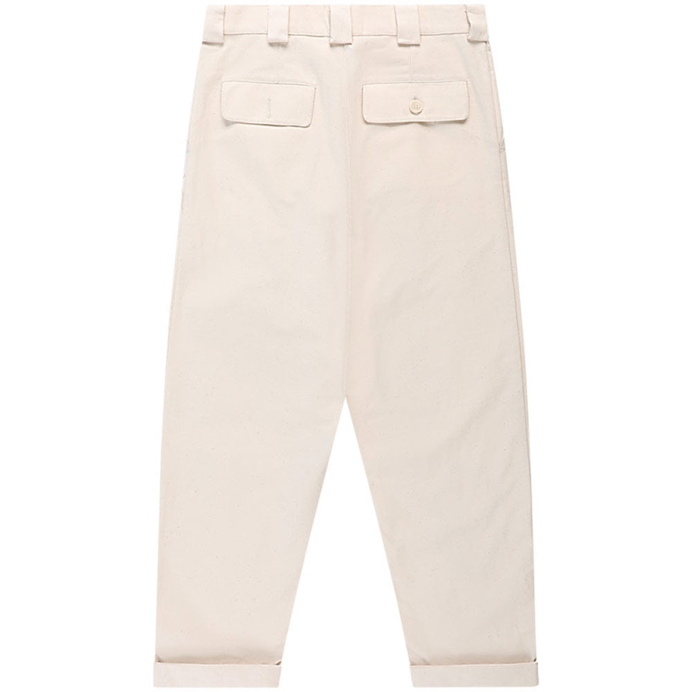 Sukkar Cotton Pleated Chino Trousers 'Off White' - 2