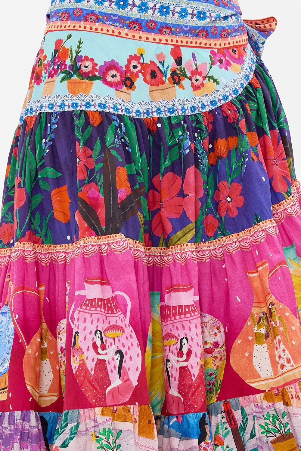 WRAP SKIRT WITH GATHERED PANELS - 6