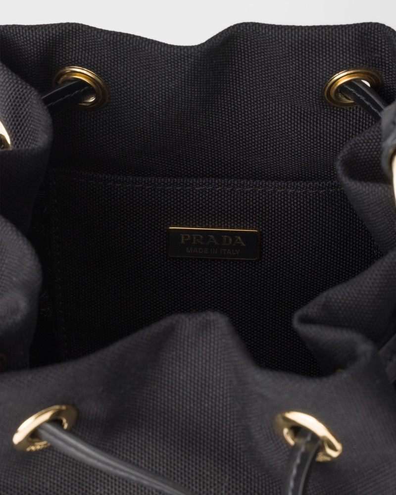 Wicker and canvas bucket bag 5