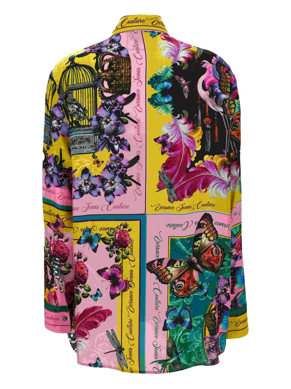 butterfly-print panelled shirt - 2