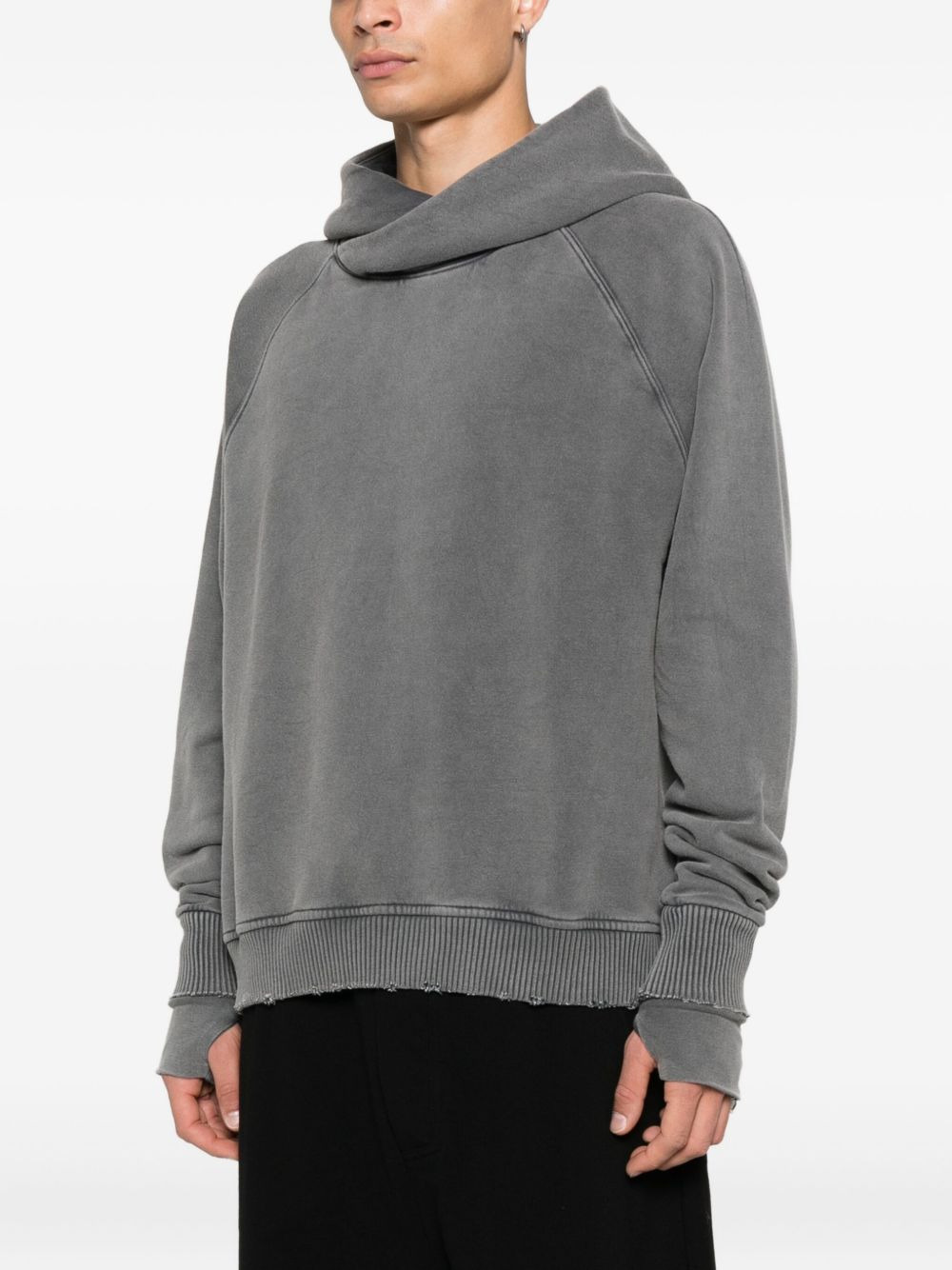 raglan-sleeve frayed-hem hoodie - 3