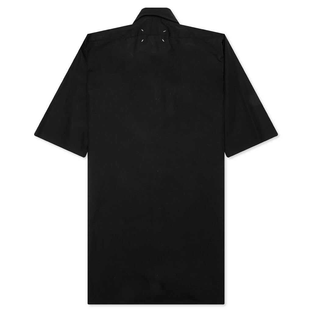 POINT COLLAR SHORT SLEEVE SHIRT - BLACK - 2