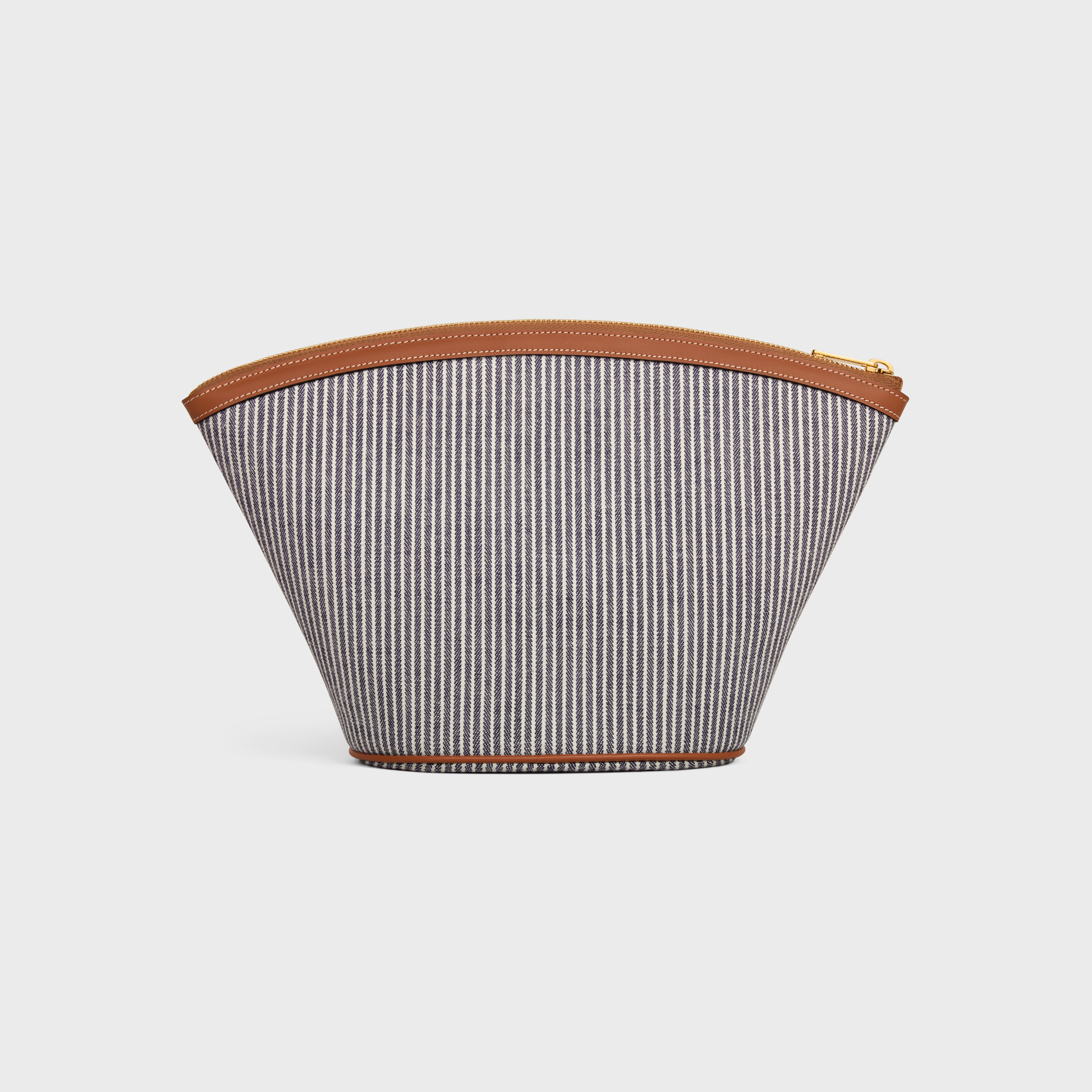 POUCH COUFFIN in STRIPED TEXTILE AND CALFSKIN - 3