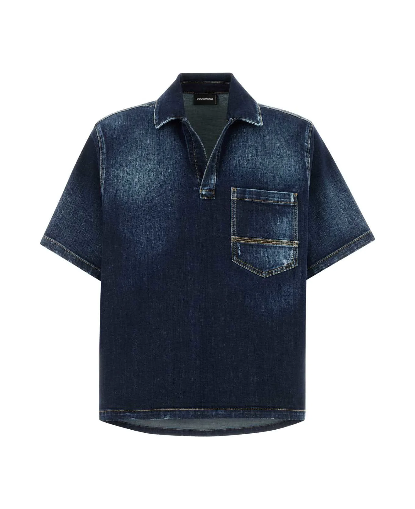 Blue Stretch Denim Shirt - 1