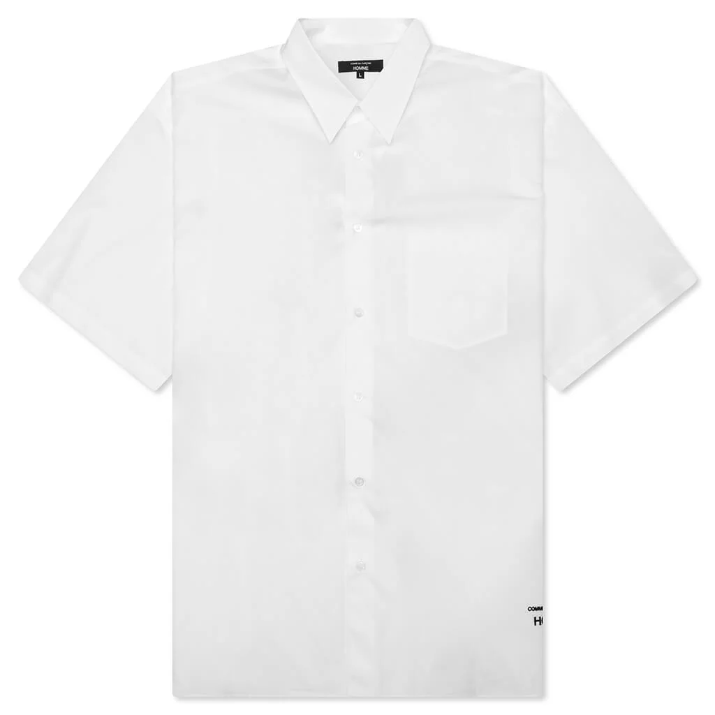 CURVED HEM SHORT SLEEVE SHIRT - WHITE - 1